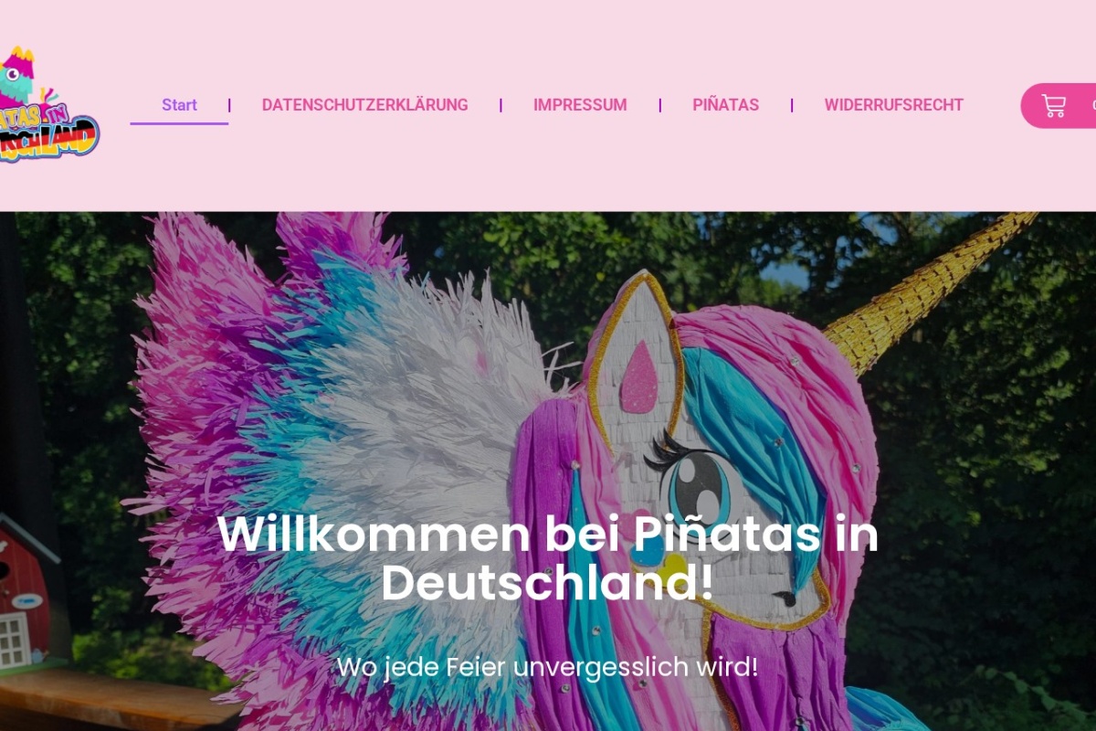 Página web de Piñatas in Deutschland, tienda de piñatas en Alemania, diseñada por Basulto Web